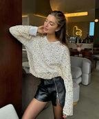 Women's ivory sequin top, perfect for chic parties