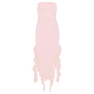 Women's strapless dress in soft pink, perfect for summer outings