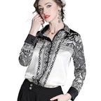 Women's silk shirt in black and white, perfect for summer tops for women