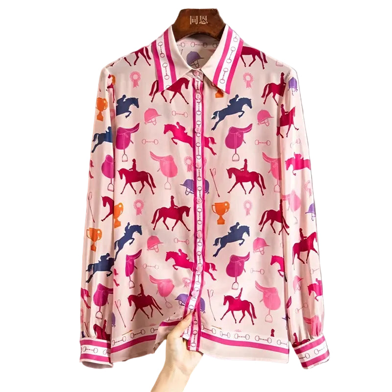 Women's printed blouse in pink, perfect for summer tops for women