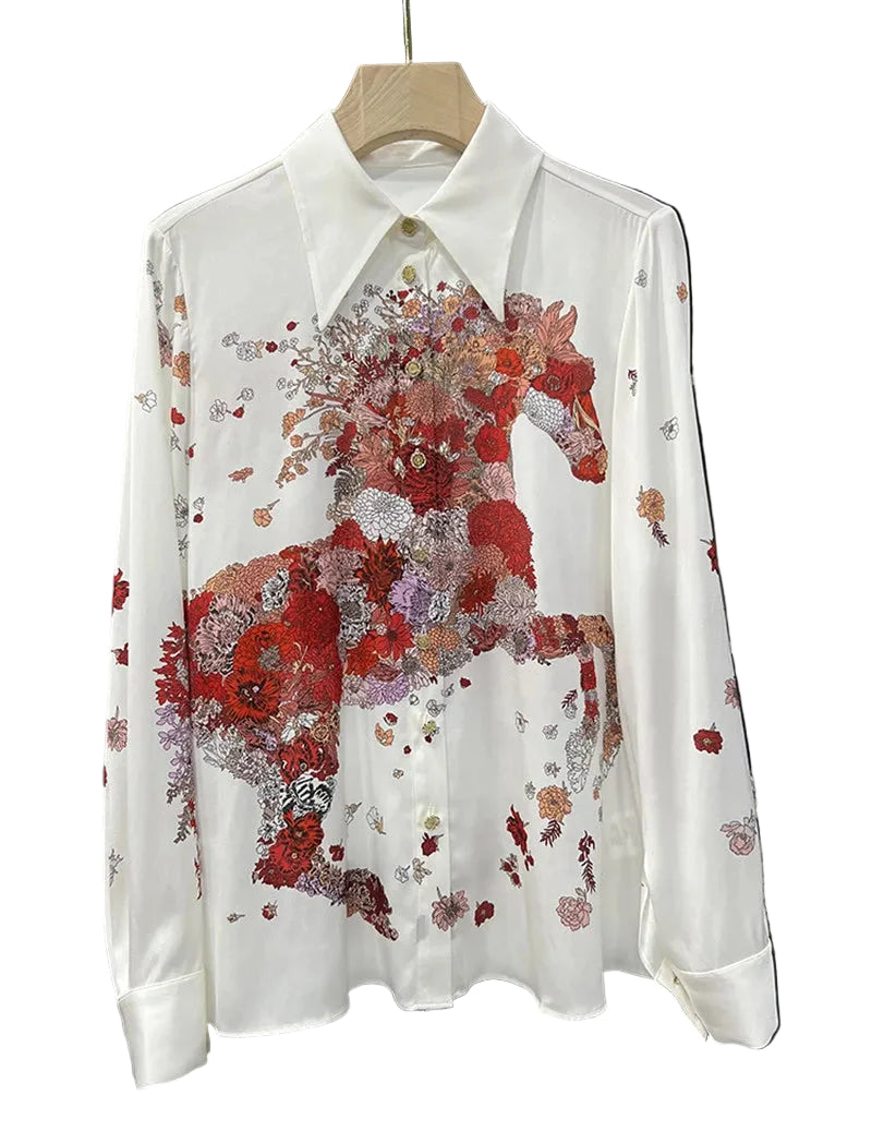 Women's floral print shirt, lightweight fabric, perfect summer tops for women