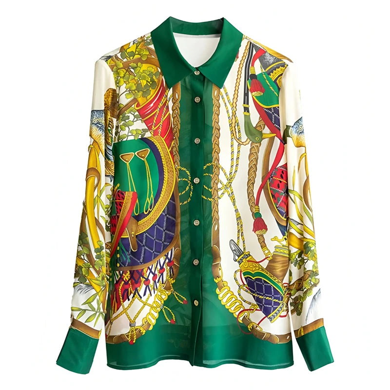 Women's colorful silk shirt, perfect summer tops for women