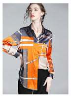 Women's orange silk shirt, perfect summer tops for women