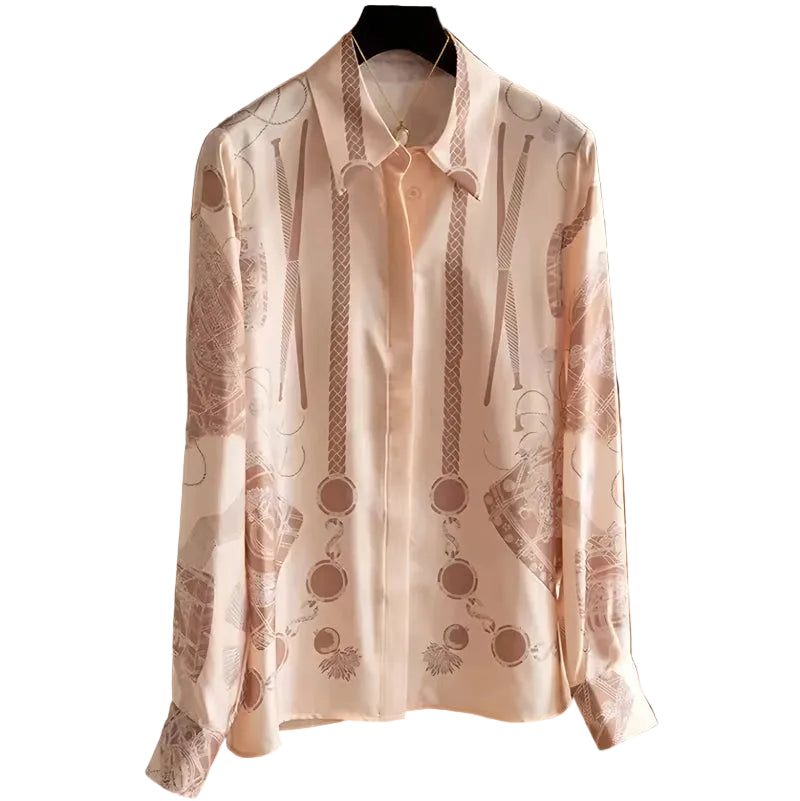 Women's patterned silk shirt, perfect summer tops for women