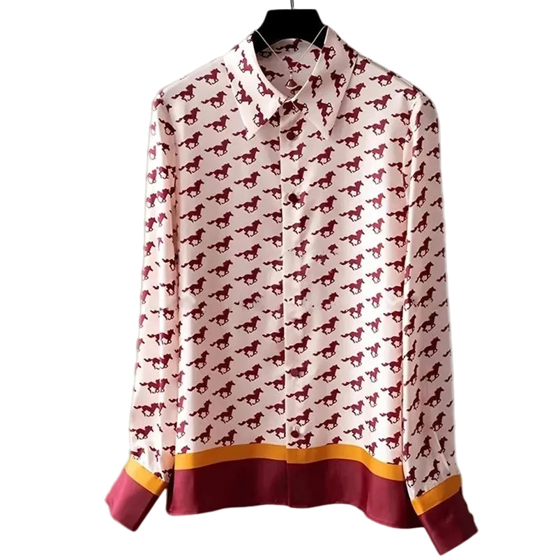 Women's patterned shirt in cream, lightweight fabric, perfect summer tops for women