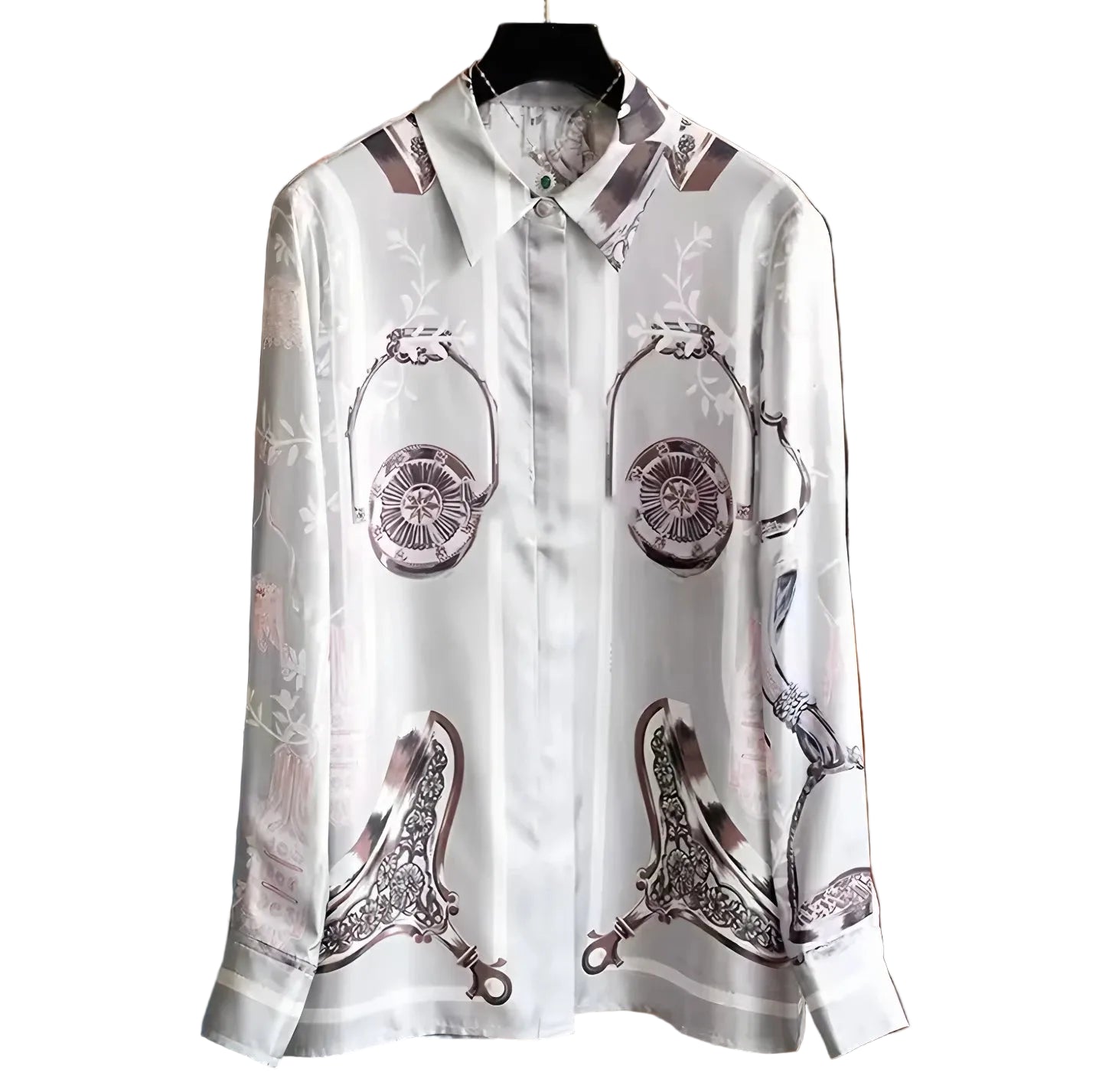 Women's printed silk shirt, trendy summer tops for women, casual chic