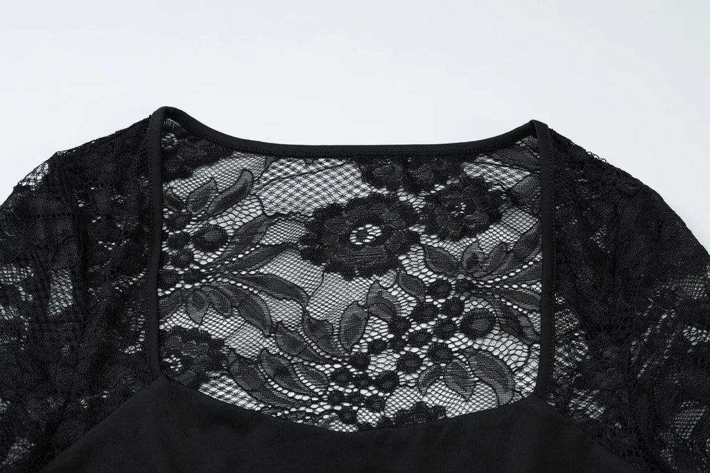 Women's black shirt with mesh detailing, perfect for casual outings