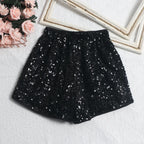 Women's black sequin shorts, vacation worthy clubwear for parties