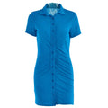 Women's blue button-up dress, vacation worthy for stylish summer outings