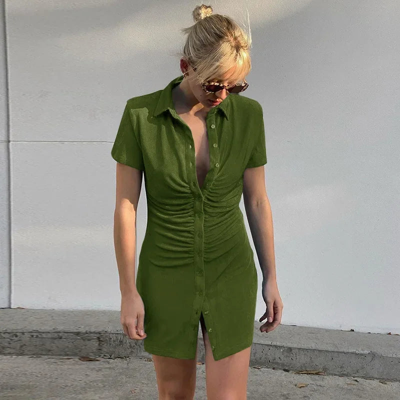 Women's green shirtdress, perfect for vacation worthy outings