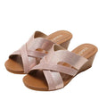 Women's rose gold wedge sandals, versatile for summer outings
