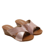 Women's rose gold wedge sandals for stylish summer outings