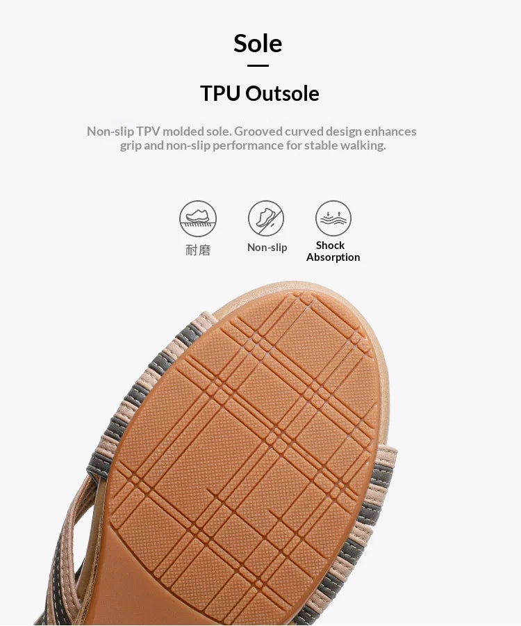 Women's wedge sandals with non-slip TPU outsole for stable walking