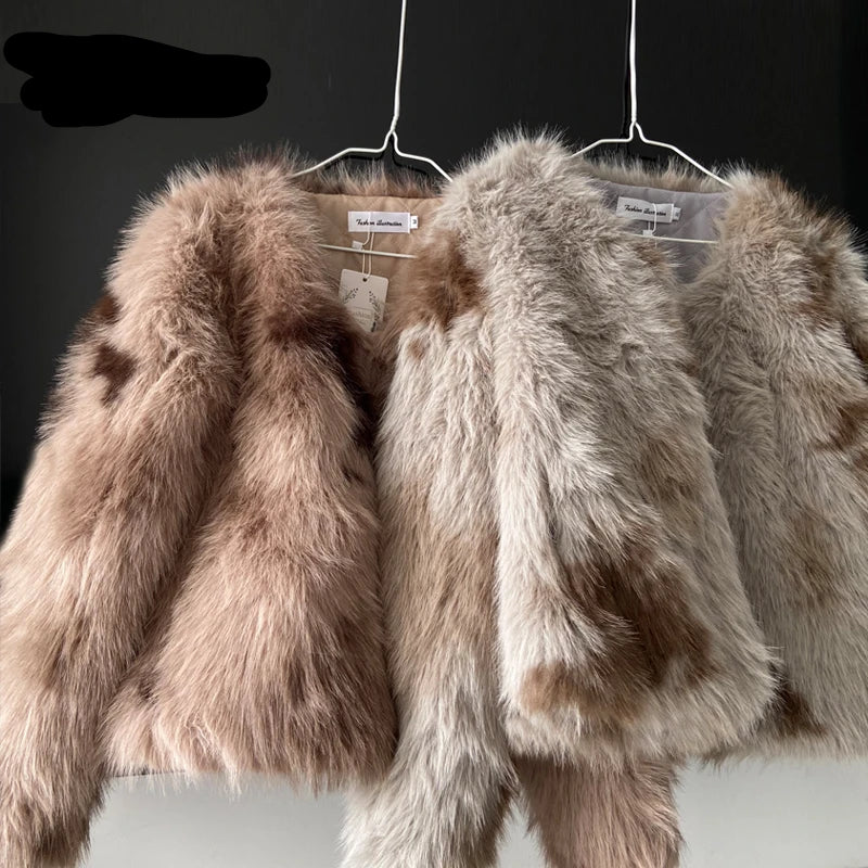 Women's faux fur winter jacket coat, stylish and warm for chilly days