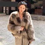 Women's fur winter jacket coat, stylish, warm for cold weather