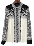 women blouse with black and white paisley design, perfect for casual outings