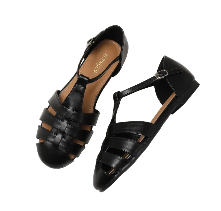 Black women's sandals with a strappy design for summer style