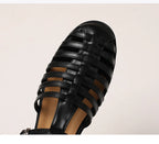 VacationGrabs women's sandals, black, comfortable leather for summer outings