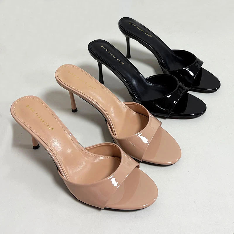 women's patent heeled sandals, versatile for gatherings or events