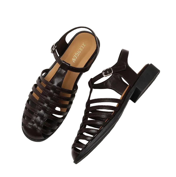Women's brown strappy sandals for casual summer outings