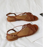 Brown leather women-sandals with strappy design for casual wear
