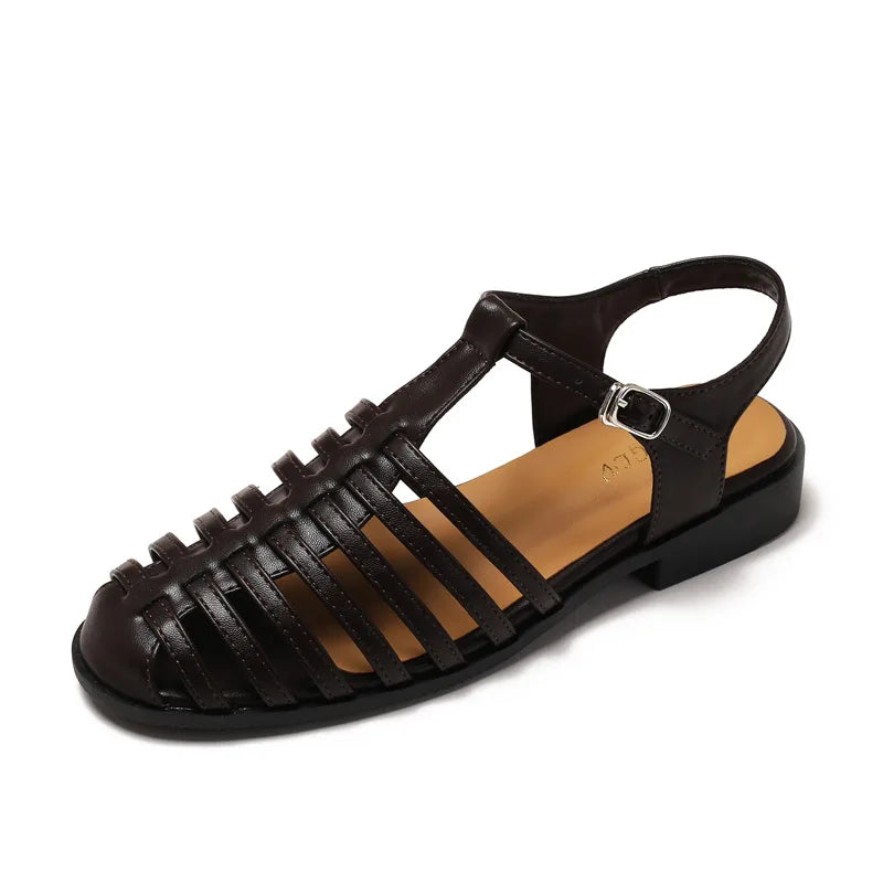 Women's brown leather sandals, perfect for casual summer outings