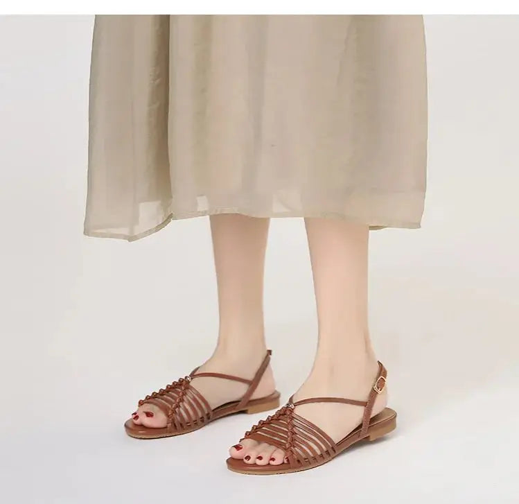 women-sandals with brown strappy design for casual summer wear