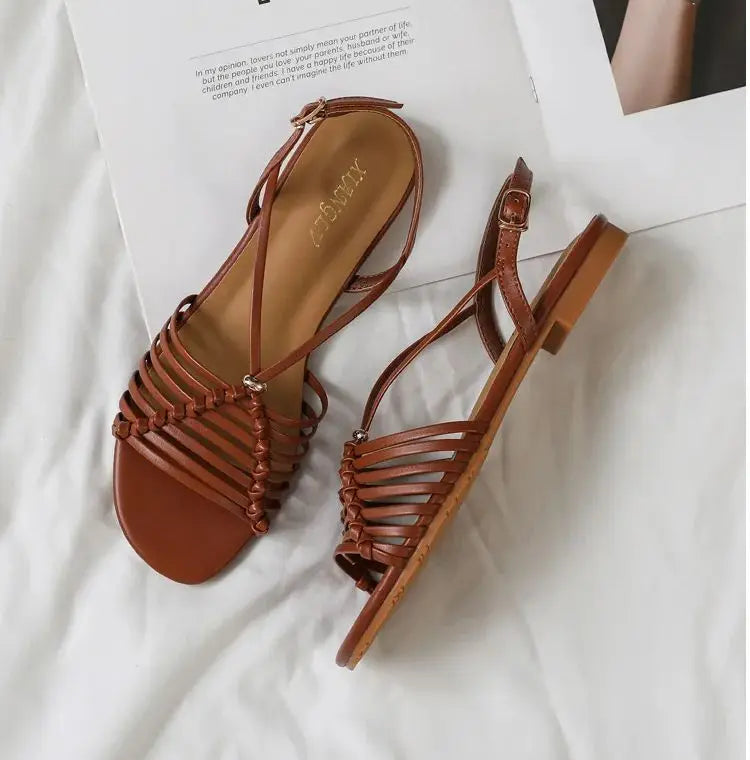 women-sandals in brown, stylish strappy design for summer wear