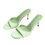 women-sandals in light green, patent leather, perfect for summer outings