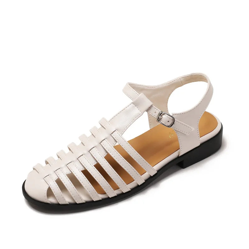 women-sandals in white leather for summer outings