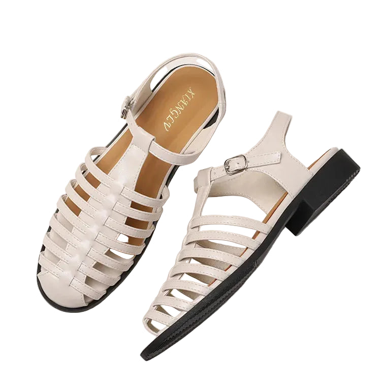 VacationGrabs women's sandals, white faux leather, perfect for summer outings