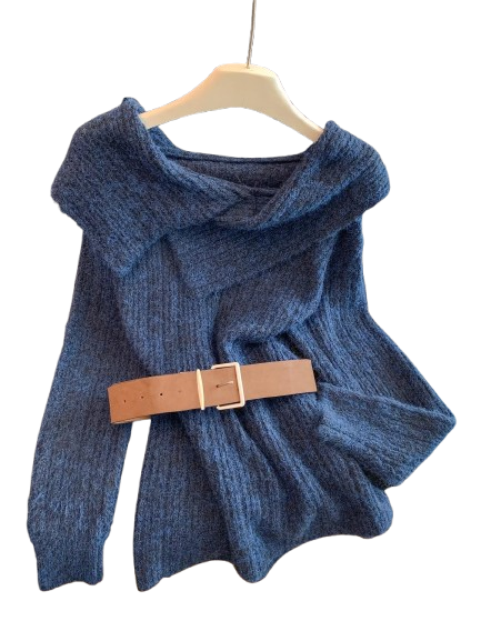 Womens Soft Sweater with Belt for Stylish Comfort