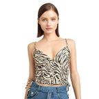 Zebra Print Ruched Corset Top - VacationGrabs
