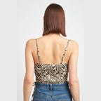 Zebra Print Ruched Corset Top - VacationGrabs