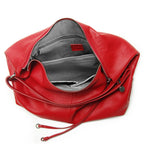 Red leather coach purse shoulder bag with spacious interior
