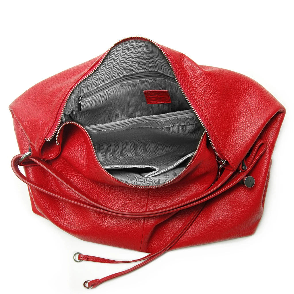 Red leather coach purse shoulder bag with spacious interior