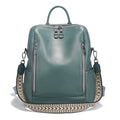 Green leather travel bag with stylish adjustable strap for convenience