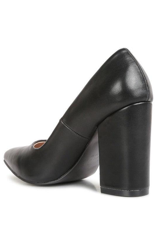 Women's Shoes - Heels Zhuri Faux Leather Solid Block Heel Pumps
