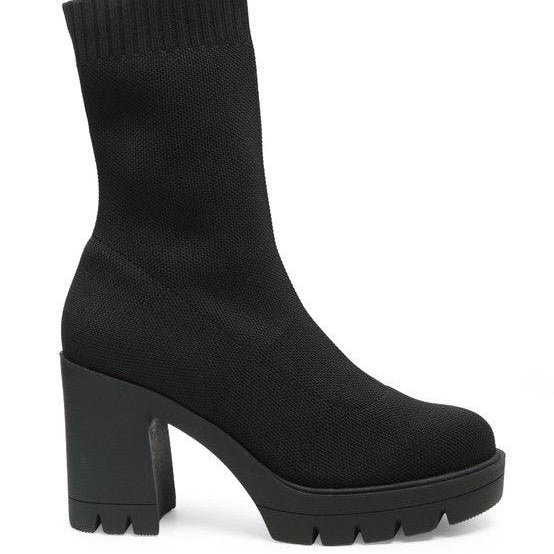 Women's Shoes - Boots Zinnia Knitted Block Heeled Boots