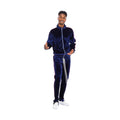 Men's 2PC Track Set with zip front velour jacket pants in navy, perfect for casual outings and lounging