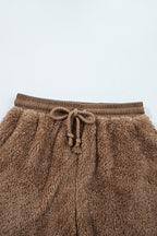 Women's brown fleece jogger pants for cozy lounging