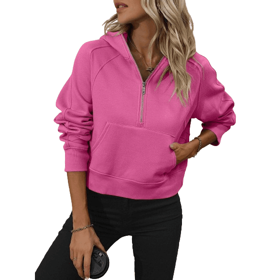 Zip-Up Raglan Sleeve Hoodie With Pocket - VacationGrabs