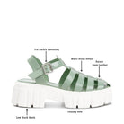 Rag Company Zurie chunky gladiator sandals in green with multi-strap detail and chunky sole