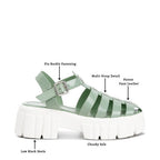 Rag Company Zurie chunky gladiator sandals in green with multi-strap detail and chunky sole