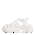 Zurie chunky gladiator sandals in white with a stylish thick sole and open design for comfort