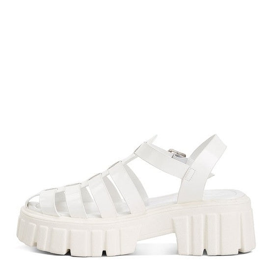 Zurie chunky gladiator sandals in white with a stylish thick sole and open design for comfort