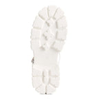 The sole of Zurie chunky gladiator sandals featuring a rugged white traction design for optimal grip.