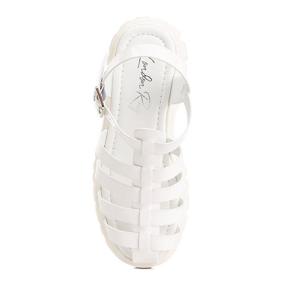 Rag Company Zurie chunky gladiator sandals in white with a comfortable adjustable strap design