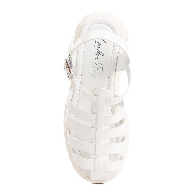 Rag Company Zurie chunky gladiator sandals in white with a comfortable adjustable strap design