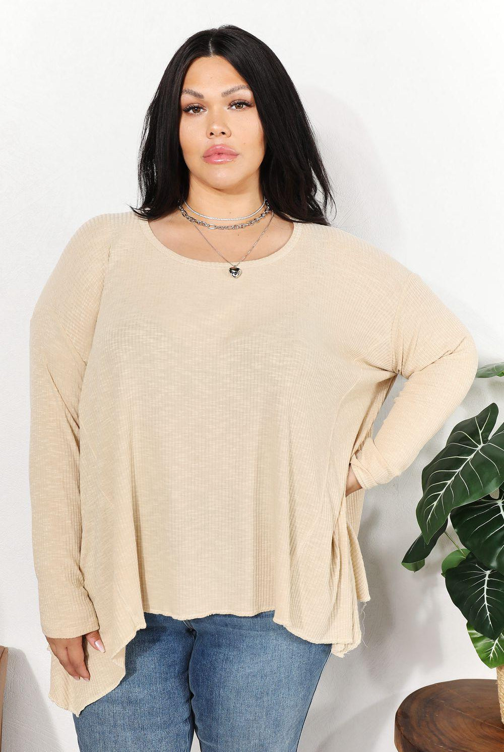 Women's Shirts HEYSON Full Size Oversized Super Soft Ribbed Top